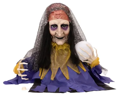 Produktbild von Halloween Figur Wahrsagerin, animiert 50cm - Bewegung, Licht, Geräusche