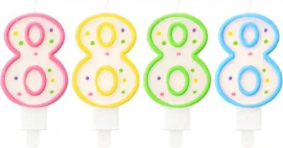 Produktbild von Zahlenkerze "8" Punkte 7,5 cm, 1 Stk.