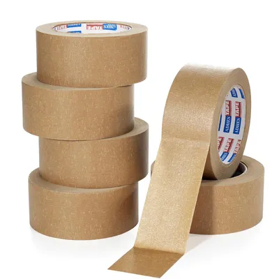 Produktbild von 6 Stück Papierklebeband 4,8mm X 50 m – fadenverstärktes Packband, braun