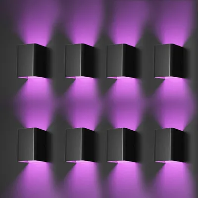Immagine prodotto di 8x Moderna luce da parete a led Luci da parete nere per interni con telecomando Illuminazione a parete per soggiorno camera da letto corridoio, Colore della luce: RGB