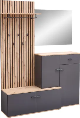 Produktbild von Kompaktgarderobe COMO in anthrazit / Artisan Eiche Nb., (BxHxT) 148x199x38 cm