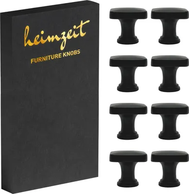 Produktbild von 8x Möbelknöpfe Schwarz Schrankknöpfe Metall Möbelgriff Schubladenknopf Türknauf