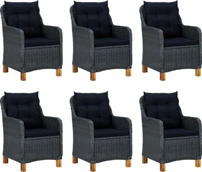 Obrázok produktu pre vidaXL 7-dielny záhradný jedálenský set s vankúšmi Poly ratan Dark Grey