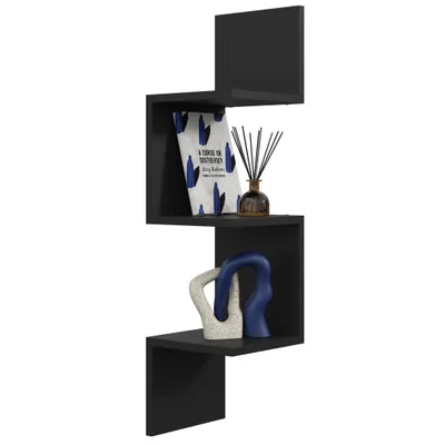Produktbild von Eckregal Schwarz – modernes Hängeregal für Bücher und Dekoration, stabile Wand-Eckablage für Wohnzimmer, Küche und Büro