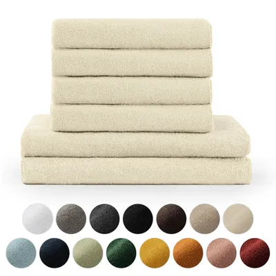 Image de Blumtal Premium Set de serviettes éponge avec boucles de suspension - coton  Oeko-TEX, doux, très absorbant - 2X serviette de bain (70x140 cm), 2X serviette de toilette (50x100 cm), sable (Beige)