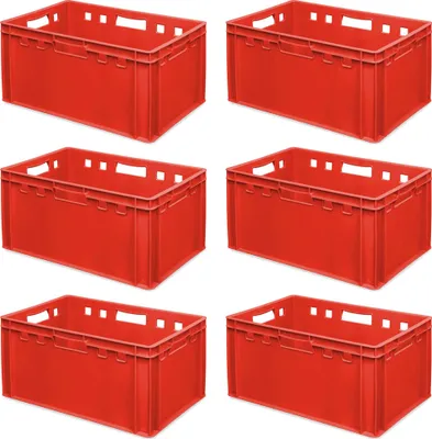 Produktbild von 6x Fleischkasten / Eurobehälter E3, 600 x 4000 x 300 mm, lebensmittelecht, rot