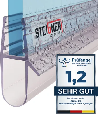Produktbild von STEIGNER Duschdichtung, 80cm, Glasstärke 5/6/ 7/8 mm, Gerade PVC Ersatzdichtung für Dusche, UK17