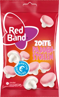 Image de Red Band Champignons sucrés en sucre mousseux au goût de framboise 130g