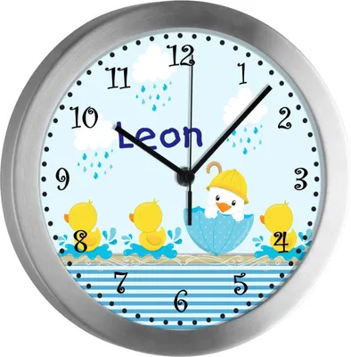 Produktbild von Kinderzimmer Funkwanduhr, Funkuhr Wanduhr Kinder, Ente 25 cm