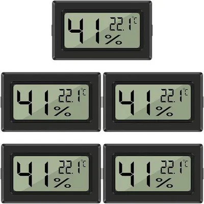 Obrázek produktu pro 5 kusů digitálních mini LCD měřicích systémů pro skleníky – přesné měření teploty a vlhkosti pro domácnost, kancelář a skleníky