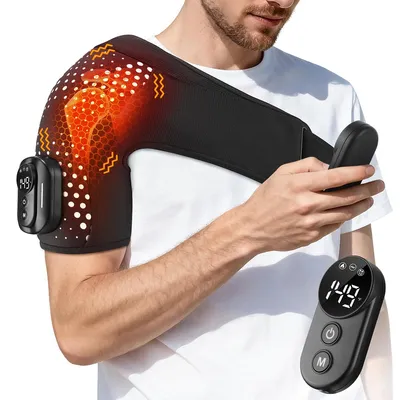 Produktbild von Kabelloses Schulter-Heizkissen, tragbares Schultermassagegerät mit Heizfunktion und Halterung, Massage, Fernbedienung, Unisex, schwarz