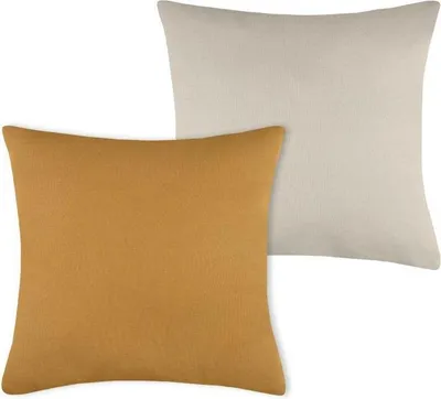 Produktbild von STOF | Sofakissen - Dekokissen - DUO - 50x50 cm - Honigfarbe & Hellbeige - Zweifarbiger Kissenbezug - Hochwertige Baumwolle - 1 Stück