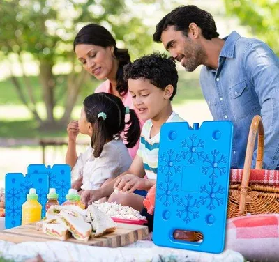 Produktbild von Ibenzoa® Wiederverwendbares Kühlelement-Set, 4-teilig – extra flach, 2 Größen (300×200×15 & 160×110×15 mm) für Kühlbox, Lunchbox, Kühltasche