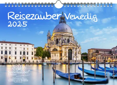 Produktbild von Reisezauber Venedig DIN A4 Kalender für 2025 Urlaub Strand Meer Italien Mediterran Rialto Gondel - Seelenzauber