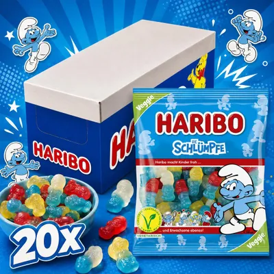 Produktbild von Haribo Die Schlümpfe vegetarisch 20 x 175g Vorratspack