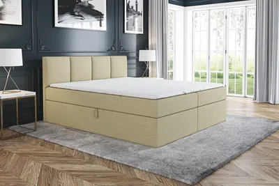 Produktbild von Boxspringbett RAFI 180x200 mit 2 Bettkästen, Bonell-Matratze und Topper. Farbe: Beige