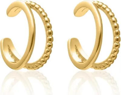 Produktbild von JEWLIX Damen Ear Cuffs aus Sterlingsilber, gold, zweireihig