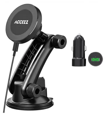 Produktbild von Accezz Handyhalterung für das Auto - MagSafe - Kabelloses Ladegerät - Universell - Armaturenbrett und Windschutzscheibe - Schwarz