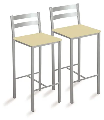 Produktbild von ASTIMESA Zwei hohe Küchenhocker mit horizontalen Streifen, Sitzfläche 60 cm, Kun