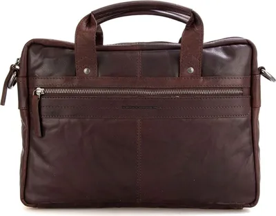 Produktbild von SPIKES & SPARROW Leder Businesstasche Schultertasche mit Laptopfach Bronco Briefcase Dark Brown dunkelbraun