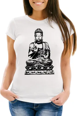 Produktbild von Damen T-Shirt Budda Slim Fit Moonworks® weiß M