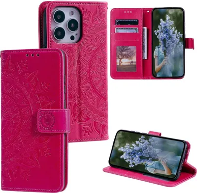 Produktbild von König Design Hülle kompatibel mit Apple iPhone 15 Pro Max Kunstleder Handyhülle - Handy Case Rot