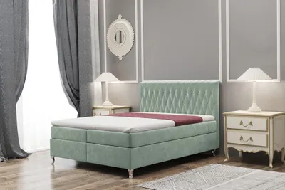 Produktbild von Boxspringbett Schlafzimmerbett ESME 200x220cm in Stoff Riviera Mint