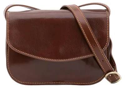 Image de Sac bandoulière pour femmes, en cuir véritable, en cuir pleine fleur, fermeture magnétique, bandoulière réglable