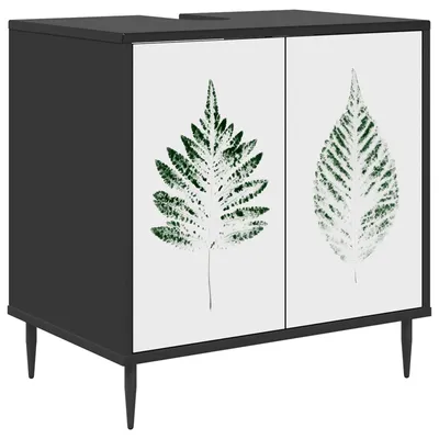 Image de vidaXL Armoire de salle de bain HANAU, noire, imitation chêne, 60 x 40 x 61 cm