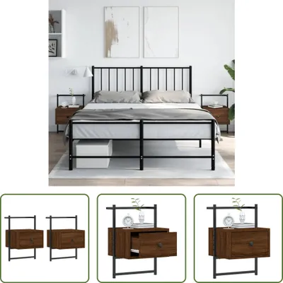 Produktbild von The Living Store Wand-Nachttische 2 Stk. Braun Eiche 35x30x51 cm Holzwerkstoff
