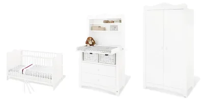 Produktbild von Pinolino Kinderzimmer-Set 'Florentina' breit inkl. breitem Regalaufsatz, 4-tlg. Nachbildung: Uni, weiß