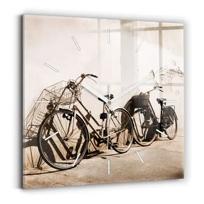 Produktbild von Wallfluent Wanduhr – Stilles Quarzuhrwerk - Uhr Dekoration Wohnzimmer Schlafzimmer Küche - Zifferblatt mit Striche - weiße Zeiger - 30x30 cm - Italienisches Fahrrad