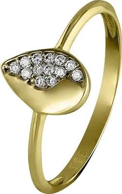 Image de GoldDream bague zirconia or jaune 8 carats taille 58 feuille or blanc femmes GDR506Y58