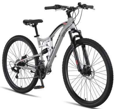 Immagine prodotto di Chillaxx Bike Falcon mountain bike premium da 24 e 26 pollici - bici per ragazzi, ragazze, donne e uomini - freni a disco - cambio a 21 velocità - sospensioni complete