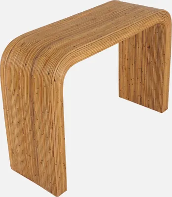 A console table made of natural rattan.