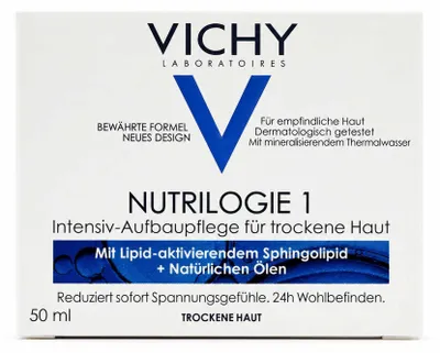 Produktbild von Vichy Nutrilogie 1, Frauen, Creme, trockene Haut, Feuchtigkeitsspendend, Nährend, Glättend, Beruhigend, 24 h, Topf