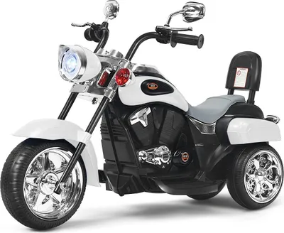 Produktbild von Chopper-Style Motorrad batteriebetriebenes Motorrad 91 x 48 x 64 cm Weiß + Schwarz