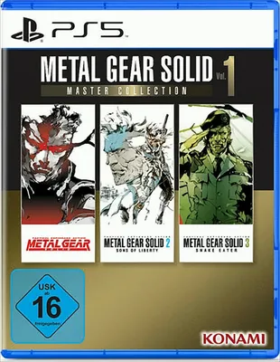 The image shows the front cover of a PlayStation 5 game case for the Metal Gear Solid Master Collection Vol. 1.