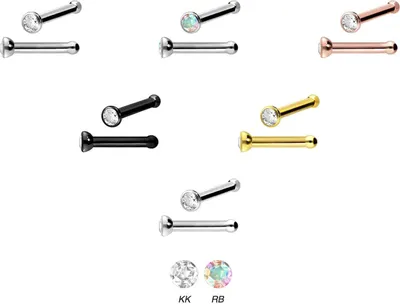 Produktbild von Nasenpiercing, Nasenstecker Titan Nasenstecker Pin KRISTALL
