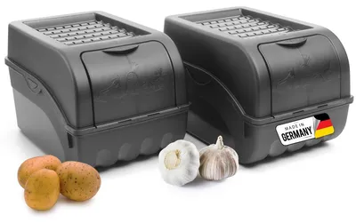 Kartoffelbox 2er-Set, 5 Liter, anthrazit, stapelbar, Kunststoff