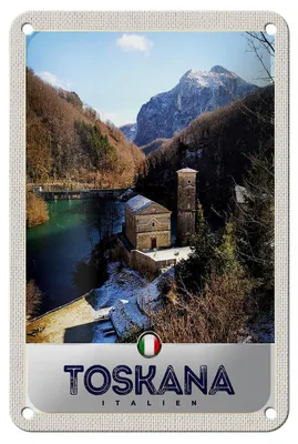 Produktbild von Blechschild Reise 12x18cm Toskana Italien Architektur Berge Schild