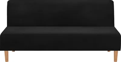 Produktbild von Armloser Sofabezug Verdickung Samt Plüsch Stretch Futon Schutzhülle Einfarbig vollklappbar Sofa Shield für 172-215cm Couch (Schwarz)