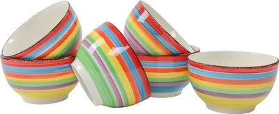 Produktbild von Müslischale IBIZA 14x8 cm - 6er Set - Farbe: bunt mit Längsstreifen