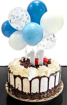 Immagine prodotto di Topper per palloncini blu bianco argento coriandoli