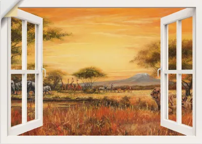 Produktbild von ARTland Wandbild, selbstklebend Afrikanische Steppe Löwen, weiß Größe: 70x50 cm