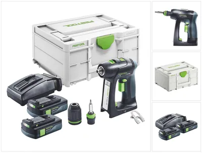 Immagine prodotto di Trapano avvitatore a batteria Festool C 18-Basic 18 V 45 Nm brushless + 2x batteria ricaricabile 3,0 Ah + caricabatterie + systainer