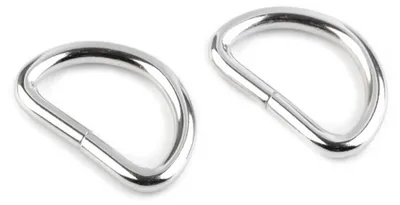 4 Metallhalbringe 20 mm Durchzug für Gürtel, Taschen und mehr, Ø 3 mm, silber