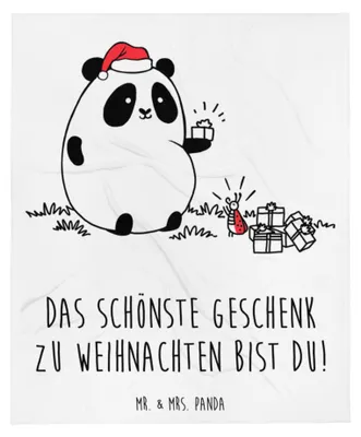 Produktbild von Mr. & Mrs. Panda Couchdecke Panda Weihnachtsgeschenk - Weiß - Geschenk, Decke, Tagesdecke, Sofaüberwurf, Kuscheldecke, Plaid, Bettdecke
