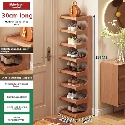 Produktbild von STUNQ® Schuhregal aus Holz, mehrstöckig, stabil, für Flur, Diele und Studentenwohnheim