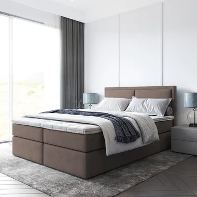 Produktbild von Bett, Boxspringbett SUZI mit Bettkästen und T25 Topper, Doppelbett, Stauraum, Schlafzimmer, Polsterbett, 140x200 cm, (Braun - Itaka 20)